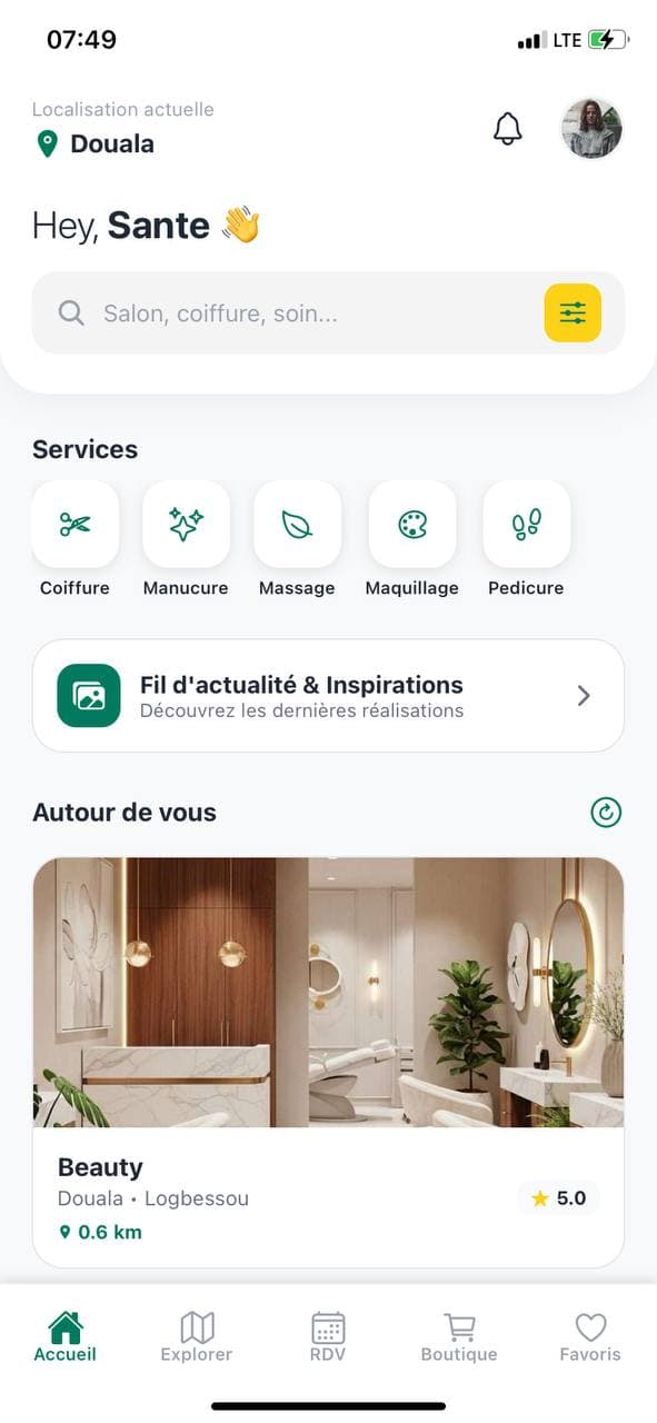 Interface Accueil Client