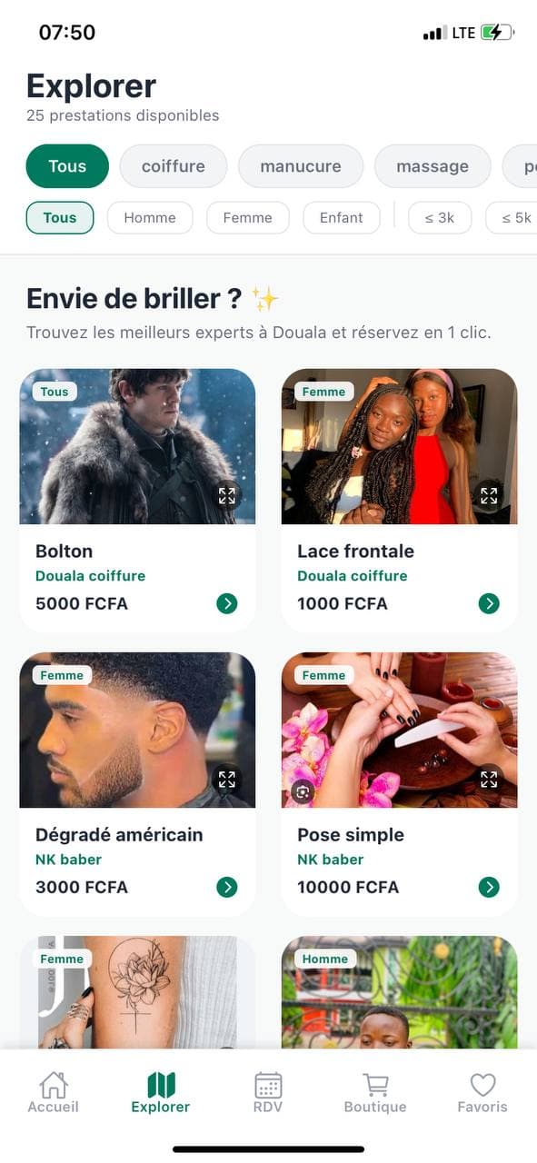 Écran d’accueil et recherche
