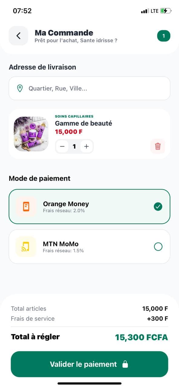 Interface Panier